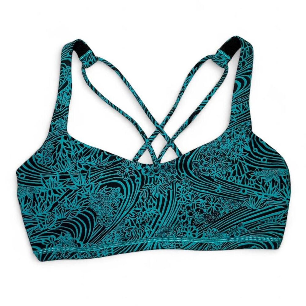RARE Lululemon Free To Be Sports Bra Kitakami Verulian Green / Black - Size 4